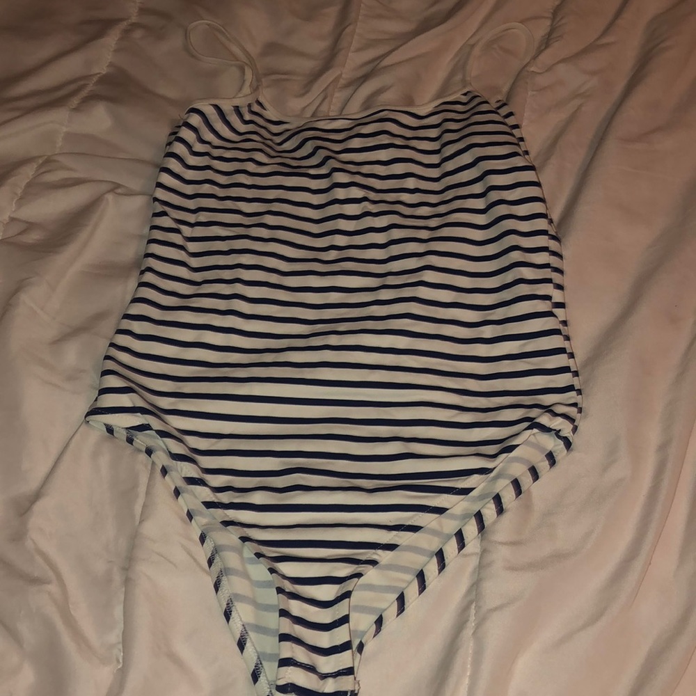 Zara size small blue and white body suit